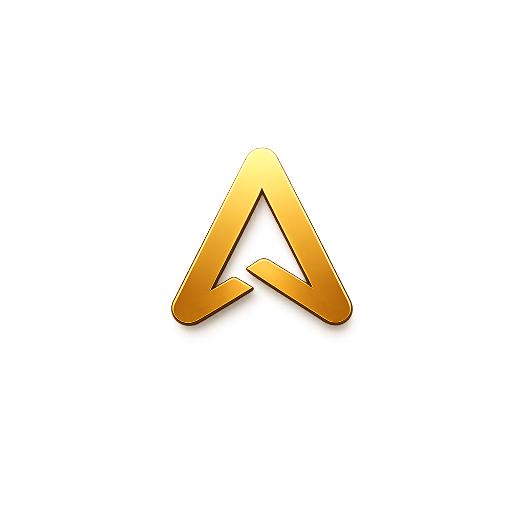 Atlas logo, a gold geometric letter A